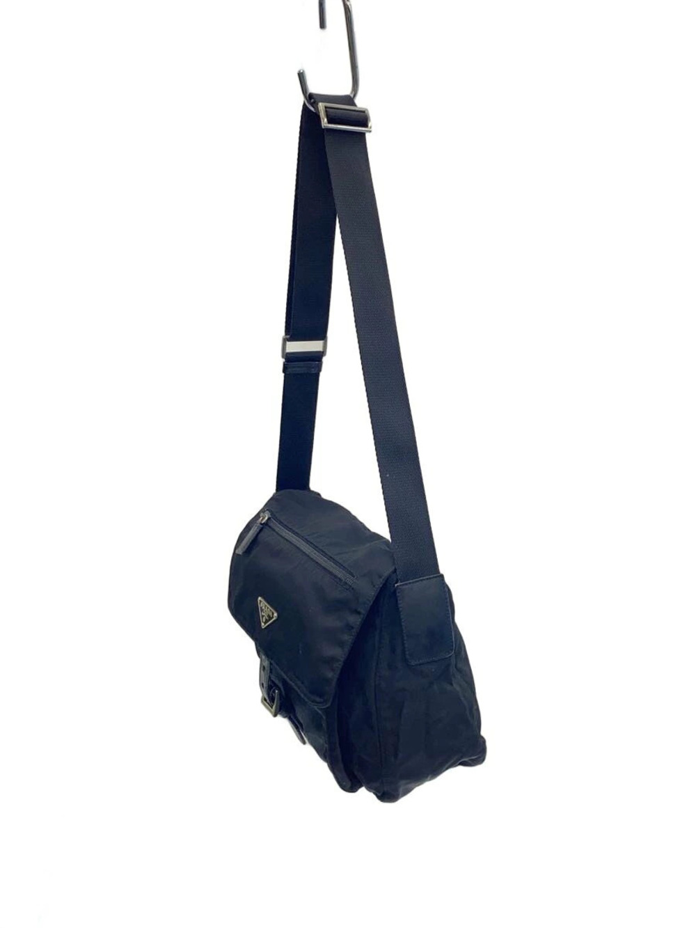 Prada Black Bag Leather Shoulder Saffiano Tessuto Black